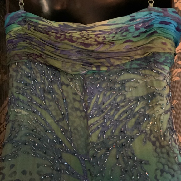 SUE WONG ORIGINAL SEQUINS GOWN, SHOULDER ADJUSTABLE STRAPS. SIDE ZIPPER - Picture 7 of 10